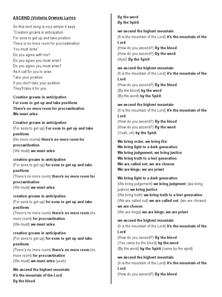 Explore Ascend By Victoria Orenze Lyrics: Insights & Analysis